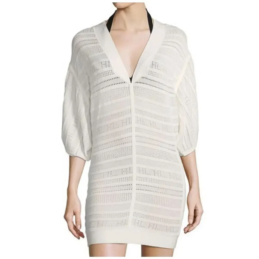 Herve Leger Marian Knit Cover Up in Alabaster. Size XS/S